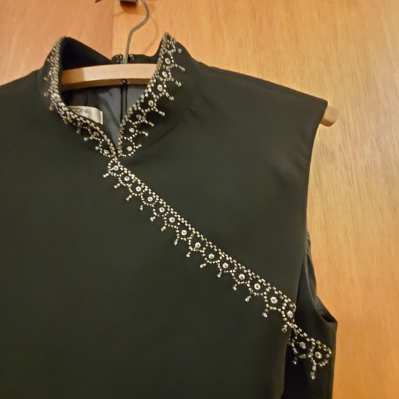 Evan Picone Petite Mandarin Collar Beaded Cocktail Dress - Picture 7 of 7